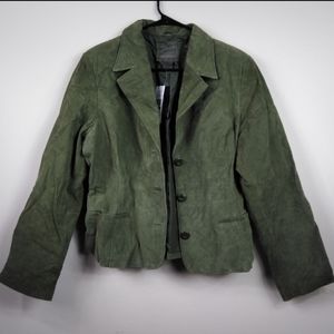 Vintage L John paul Richard green suede jacket uniform leather